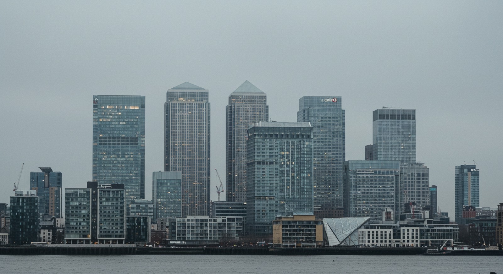 Financial district towers at dusk
